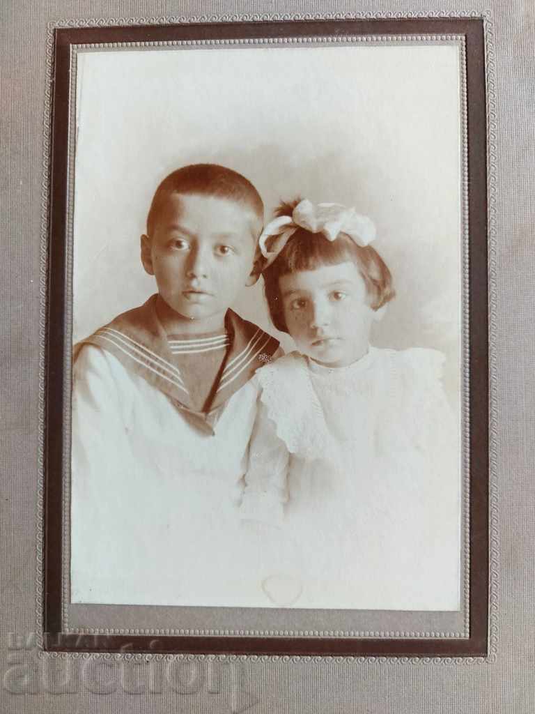 OLD CHILDREN'S PHOTO PHOTO CARDBOARD PORTRAIT KINGDOM OF BULGARIA