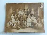 VERY OLD PICTURE PHOTO CARDBOARD STUDENTS TEACHER CLASS
