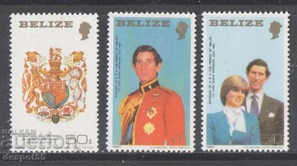 1981. Belize. Nunta regală - prințul Charles și prințesa Diana.