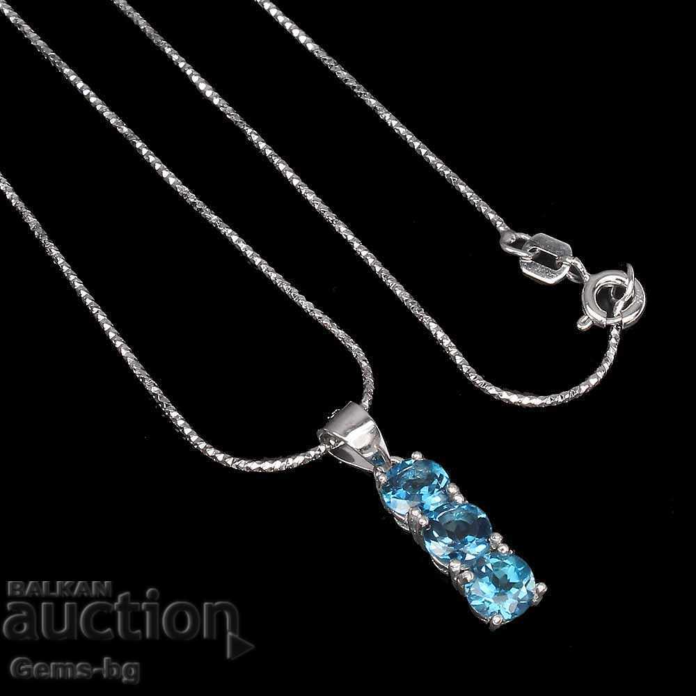 Pendant with London blue topaz natural