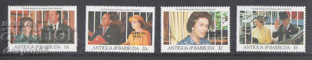 1991. Barbuda. 65 de ani de la nașterea reginei Elisabeta a II-a.