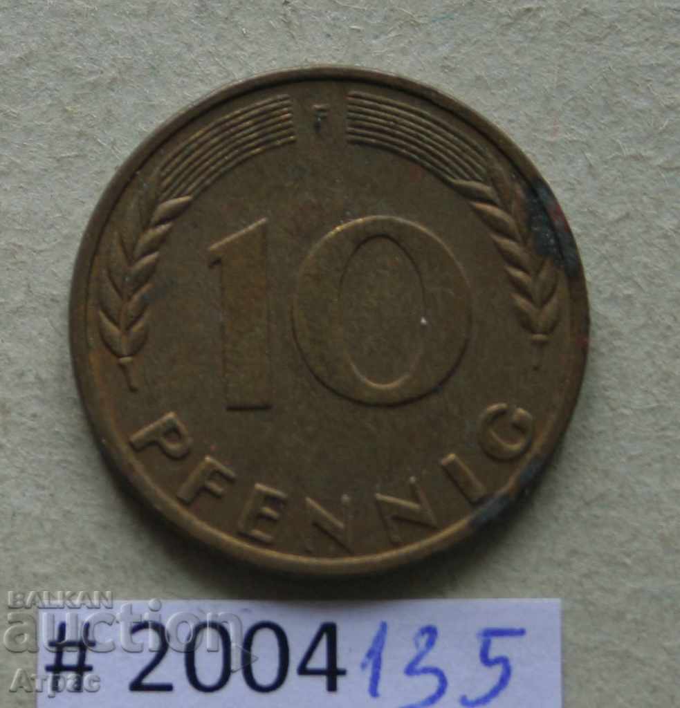 10 pfennig 1950 F - Γερμανία