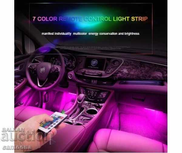 Interior LED RGB lighting for car with remote with price 16.98 BGN | € 8.68