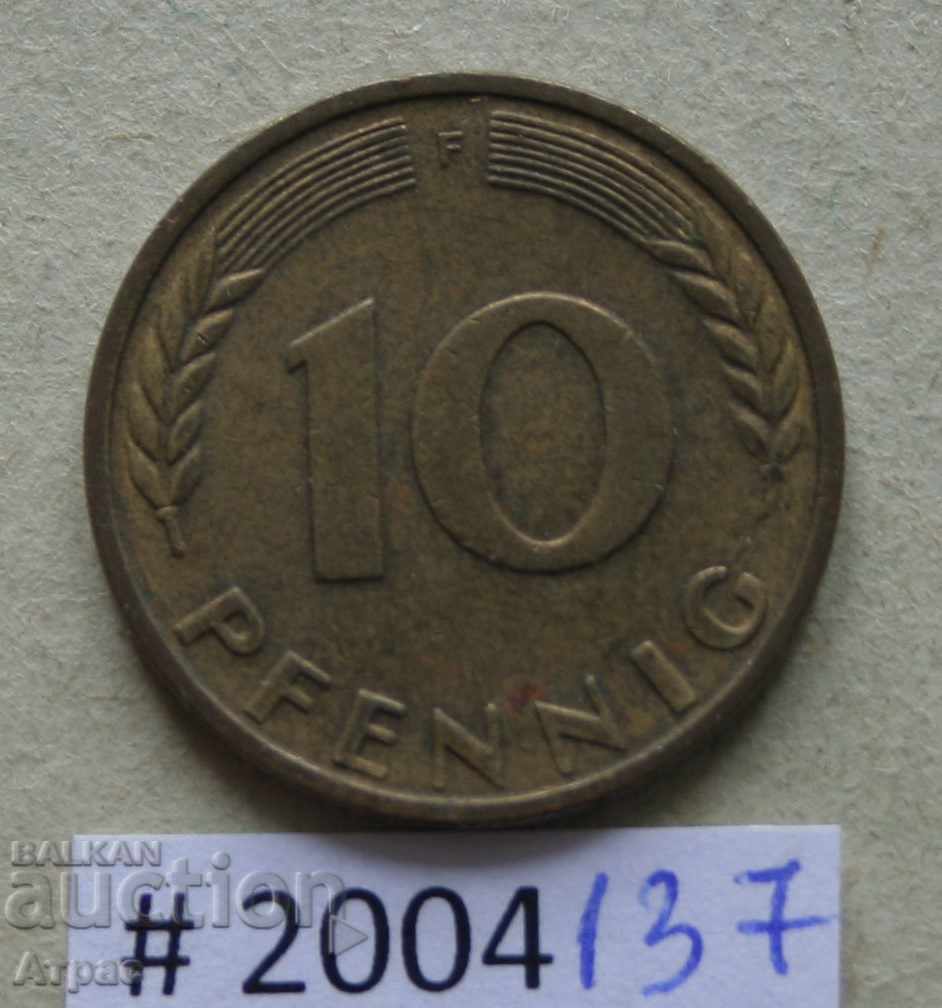 10 pfennig 1950 F - Γερμανία