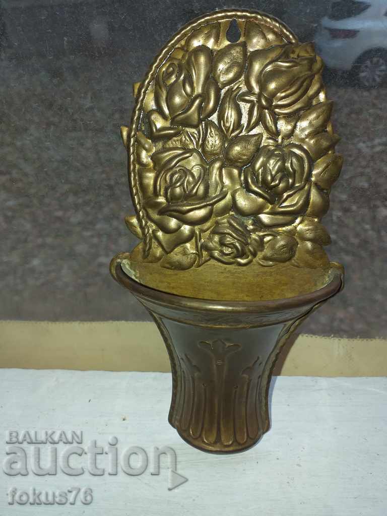 OLD ENGLISH BRASS CANDLEHOLDER FOR WALL WITH MARKINGS - BZC - 6 OLD ENGLISH BRASS CANDLEHOLDER FOR WALL WITH MARKINGS - BZC - 6