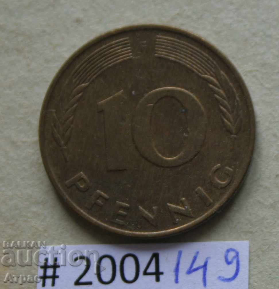 10 pfennig 1990 F - Γερμανία