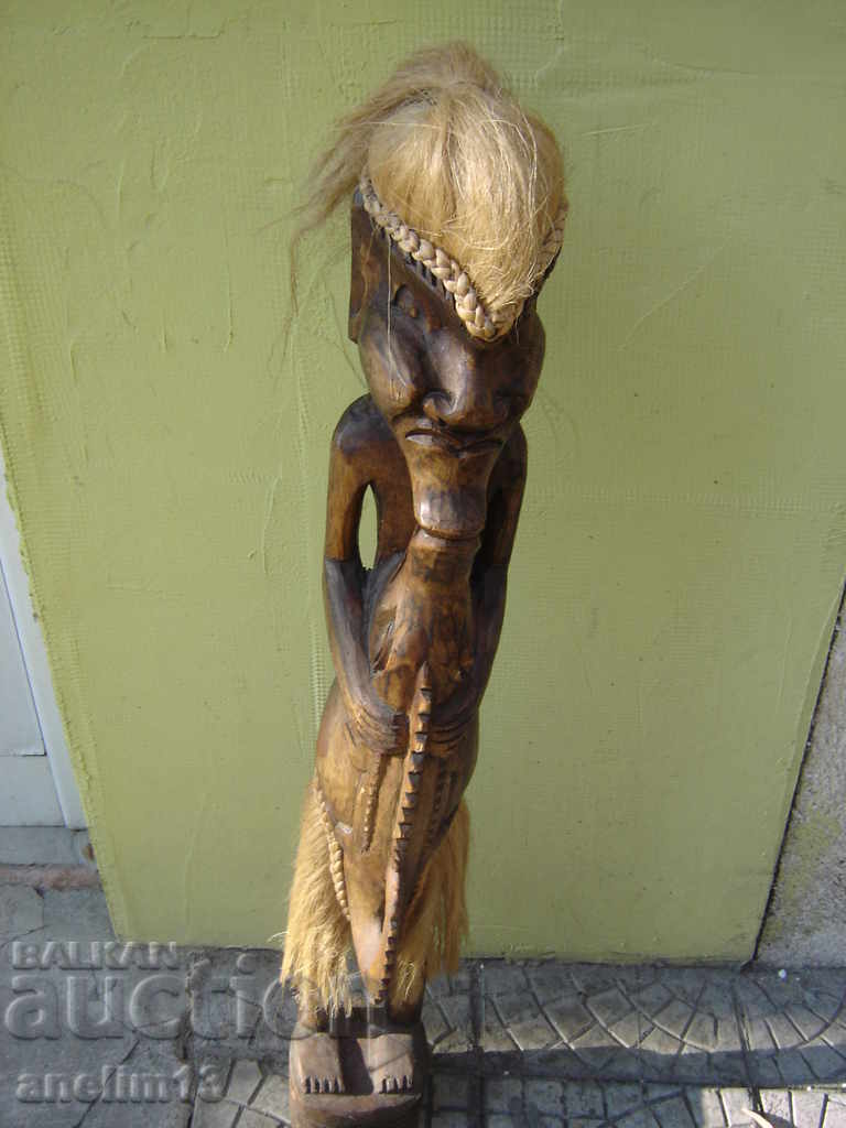 LARGE WOODEN FIGURE STATUE