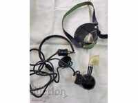 Old radio headset with chest tube microphone