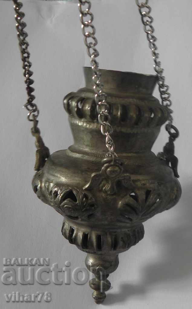 Antique Revivalist Wrought Silver Oil Lamp