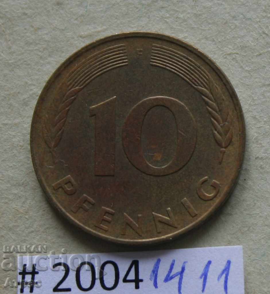 10 pfennig 1989 F - Γερμανία