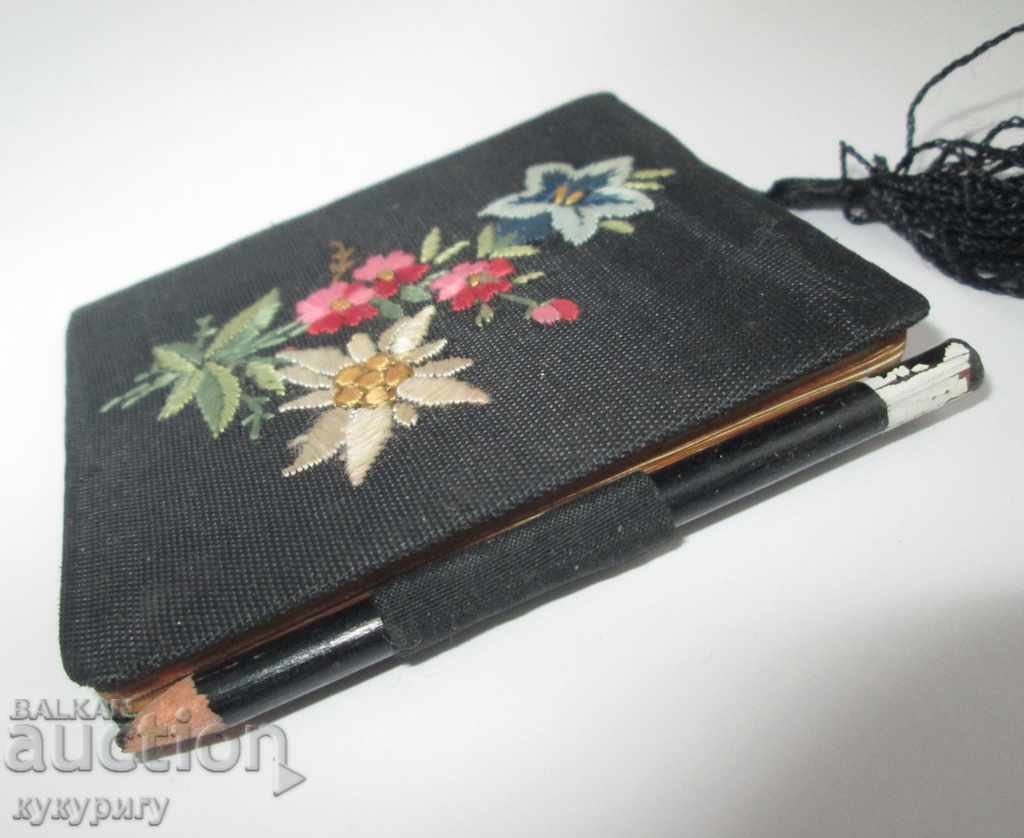 Auction Old lady's embroidered notebook and mirror Viennese embroidery Auction Old lady's embroidered notebook and mirror Viennese embroidery