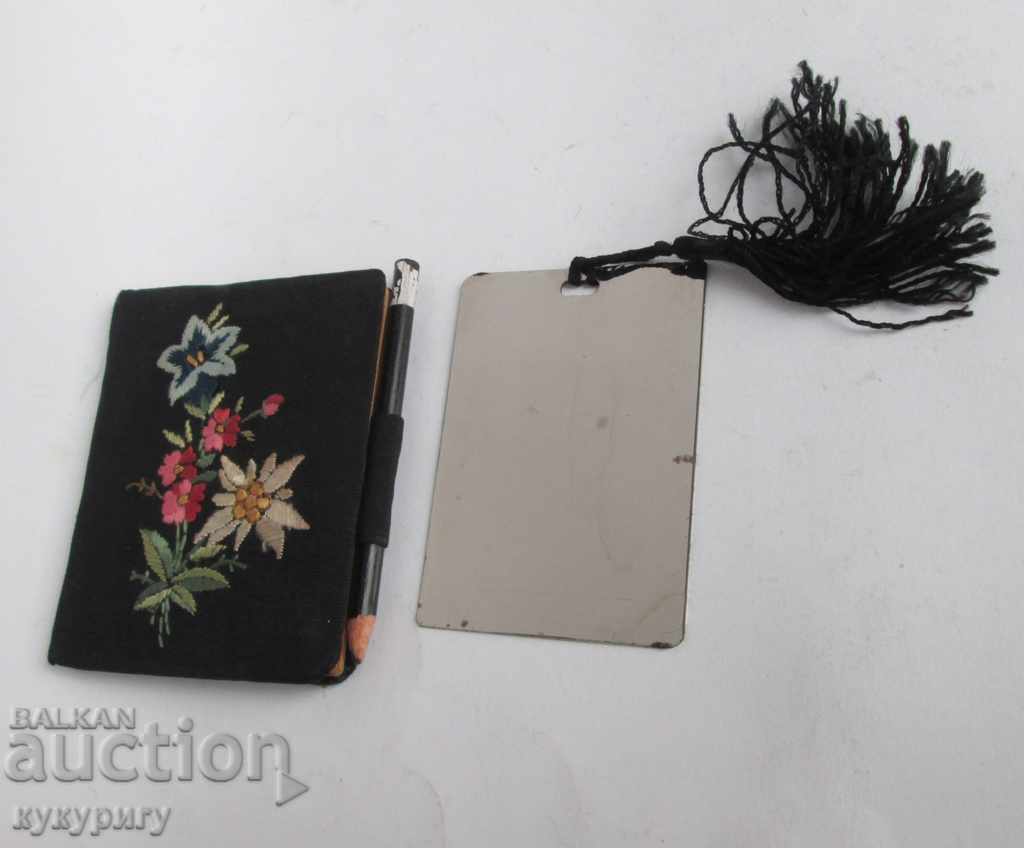 Old lady's embroidered notebook and mirror Viennese embroidery - 7 Old lady's embroidered notebook and mirror Viennese embroidery - 7