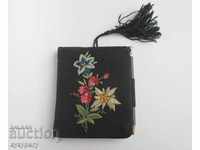 Old women's embroidered notebook and mirror Viennese embroidery