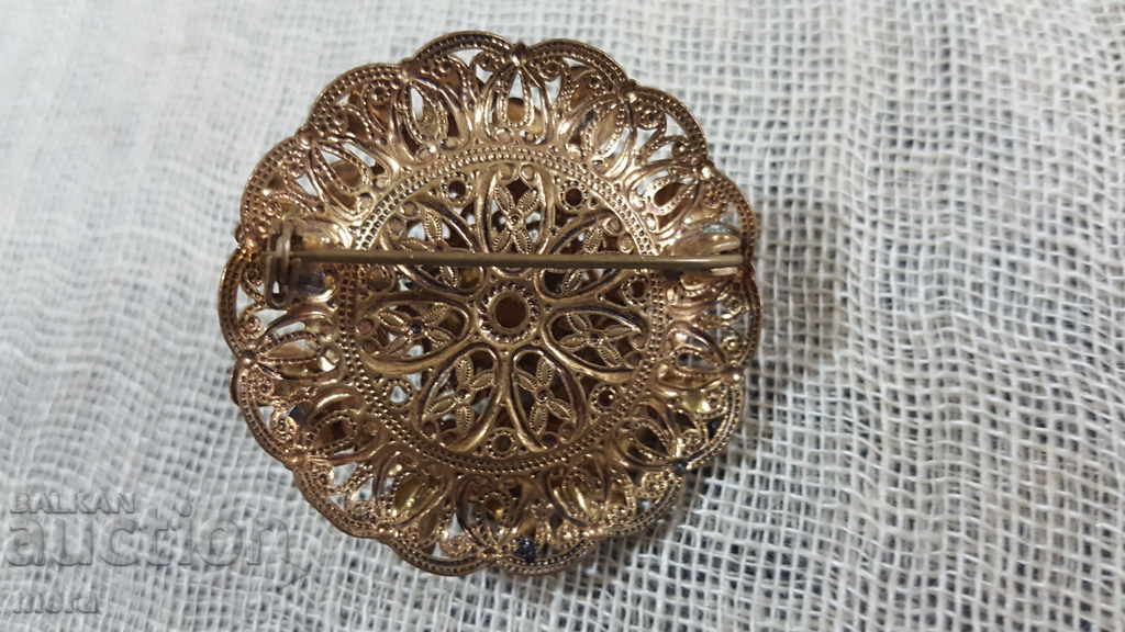 Auction Antique gilded brooch with pearls Auction Antique gilded brooch with pearls