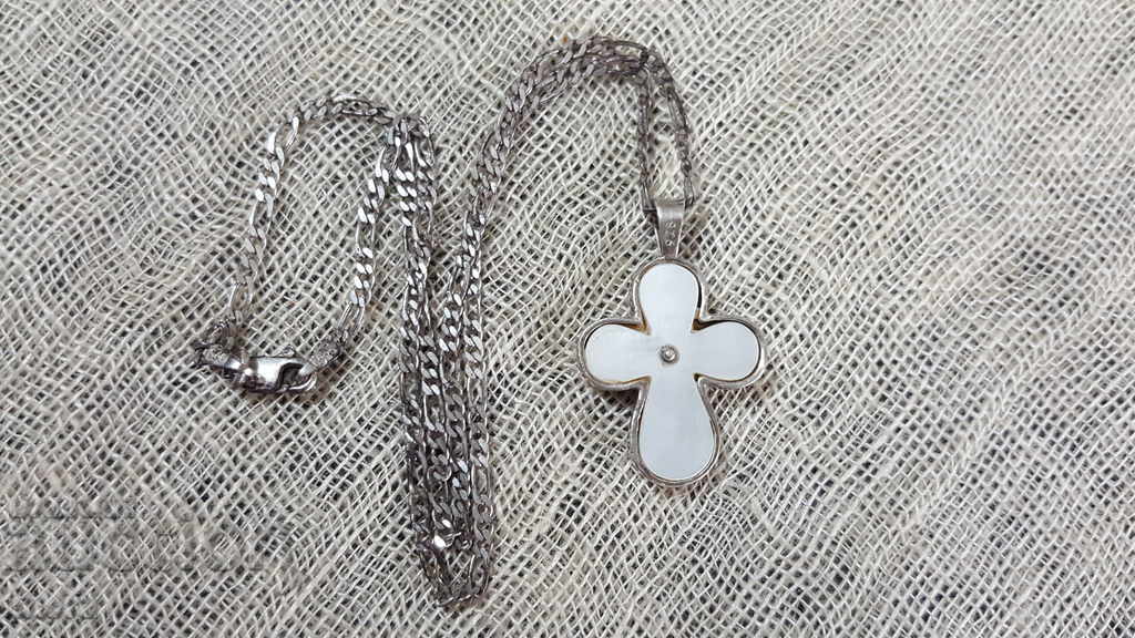 Auction Silver cross with gilding and mother of pearl Auction Silver cross with gilding and mother of pearl