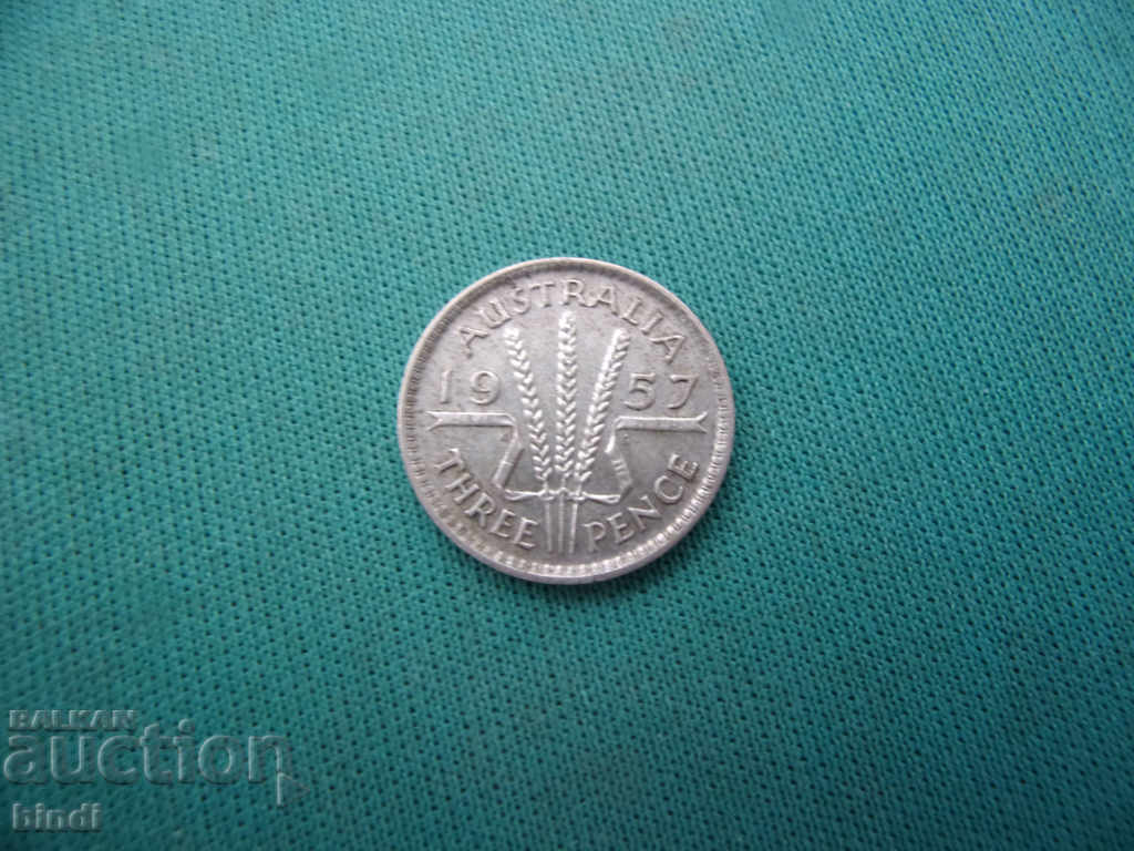 Australia 3 Pence 1957 UNC Rare