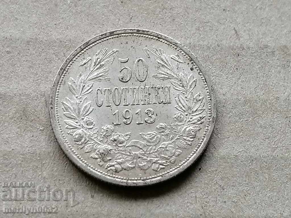 Auction  Silver 50 stotinki 1913 silver coin