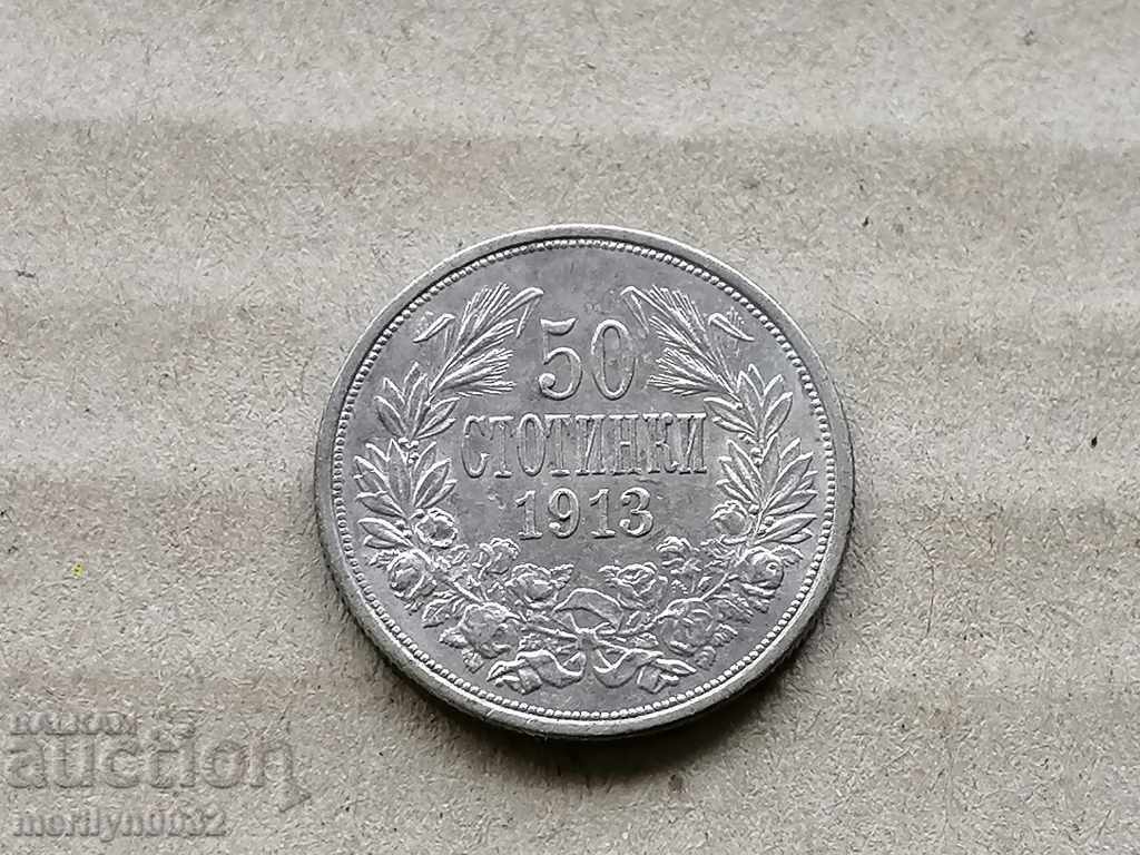 Silver 50 stotinki 1913 silver coin - 6