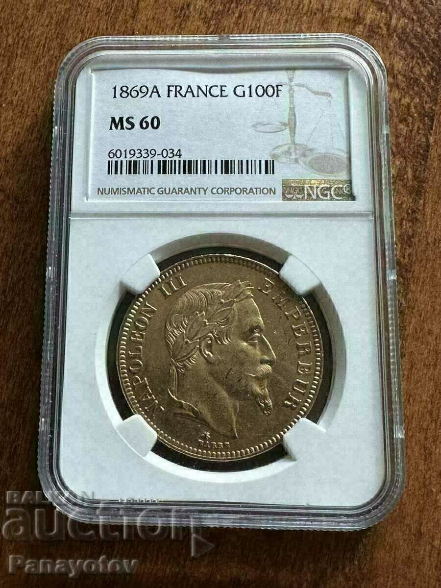 100 франка Франция злато златна монета NGC PCGS перфектна с цена € 5500.00 | 10757.10 лв.