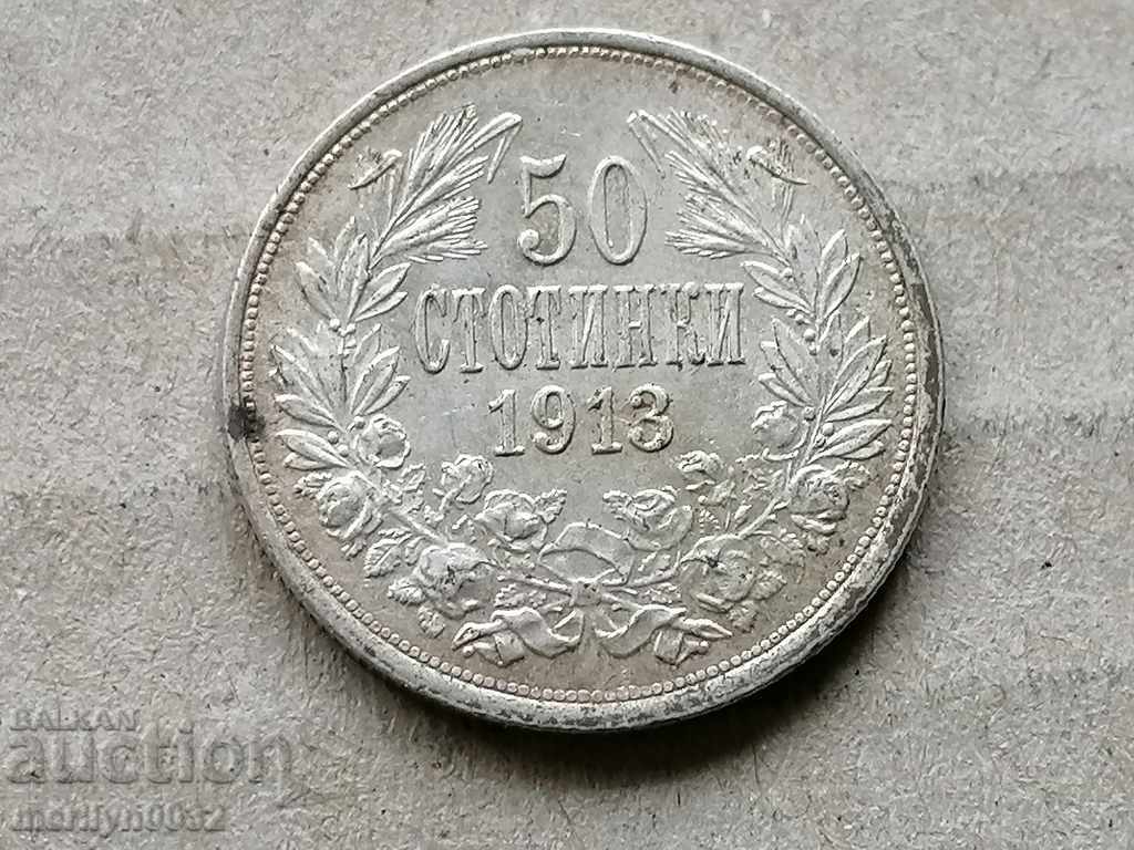 Silver 50 stotinki 1913 silver coin Silver 50 stotinki 1913 silver coin