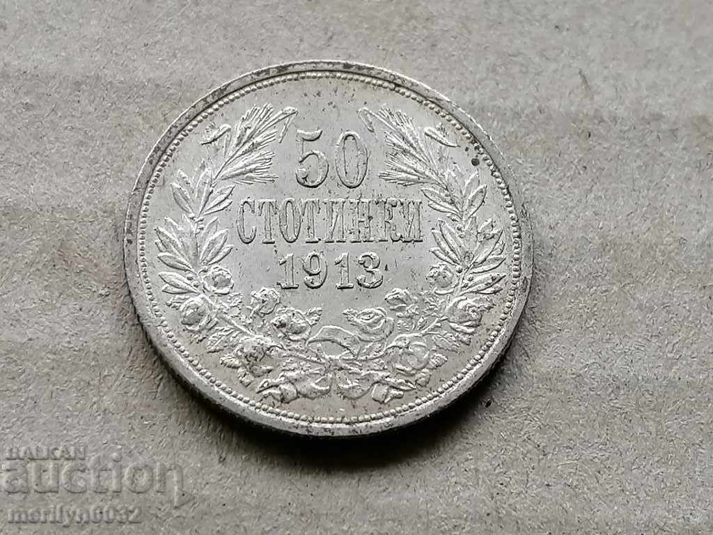Silver 50 stotinki 1913 silver coin - 5