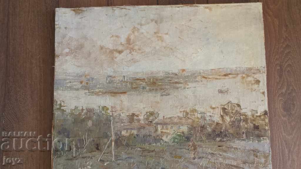 КАРТИНА ПЕЙЗАЖ 90 г. (МАСЛЕНИ БОИ, ПЛАТНО) ТЕНЬО ЖЕЛЕВ КАРТИНА ПЕЙЗАЖ 90 г. (МАСЛЕНИ БОИ, ПЛАТНО) ТЕНЬО ЖЕЛЕВ