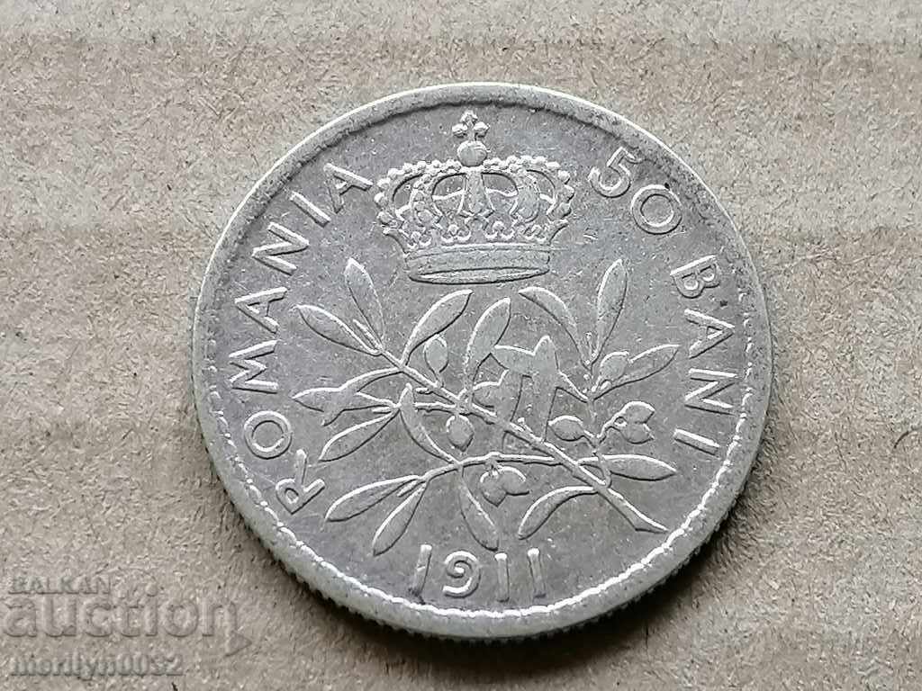 Silver 50 Bani 1911 Silver Coin Romania - 6 Silver 50 Bani 1911 Silver Coin Romania - 6