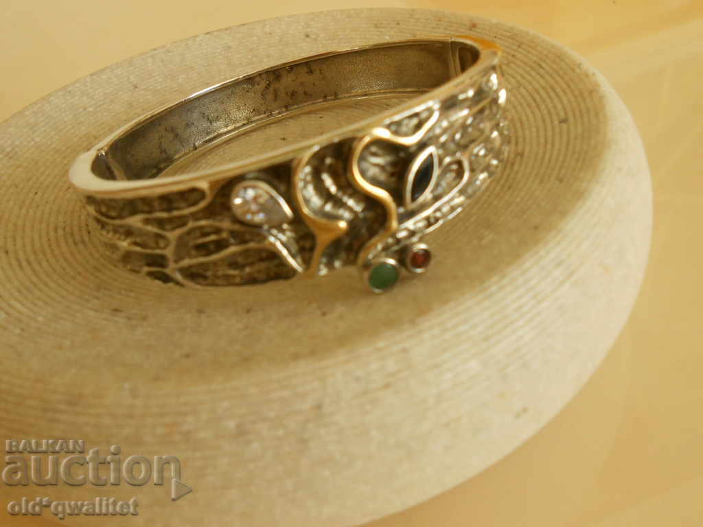 Silver designer BRACELET, partial gold plating, stones - 6 Silver designer BRACELET, partial gold plating, stones - 6