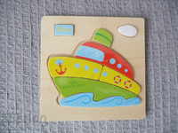 Wooden ship puzzle for the smallest toy steamer boat