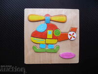 Wooden puzzle helicopter for the youngest toy helicopter kids