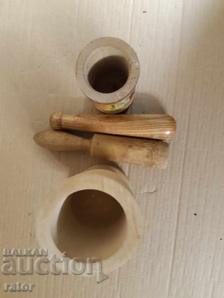 Livrarea Mojar vechi din lemn - 2 bucăți, mojar, pistil Livrarea Mojar vechi din lemn - 2 bucăți, mojar, pistil