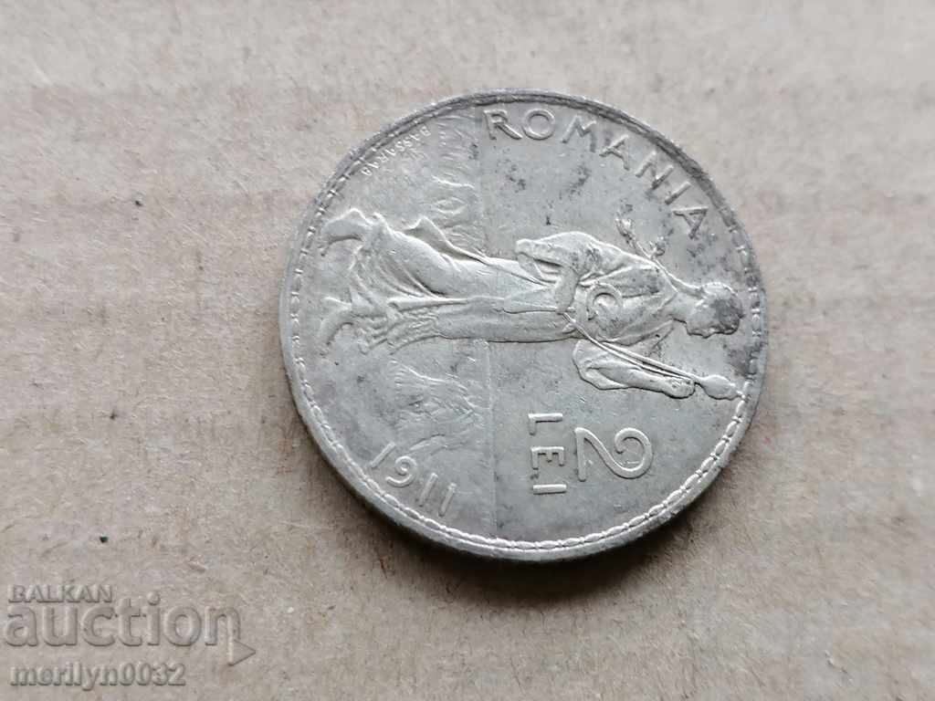 Coin 2 lei lei 1911 Kingdom of Romania Romania silver with price 53.00 BGN | € 27.10