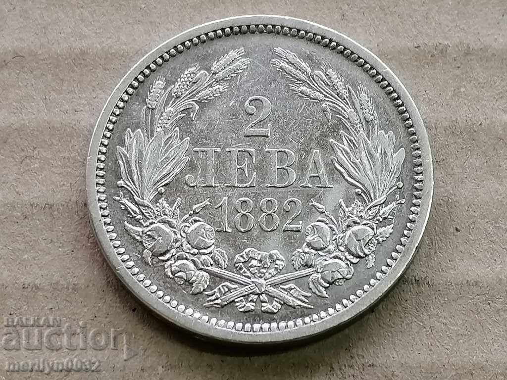 Monedă BGN 2 1882 Principatul Bulgariei argint