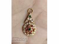 Gold Plated Pendant Synthetic Rubies Emeralds