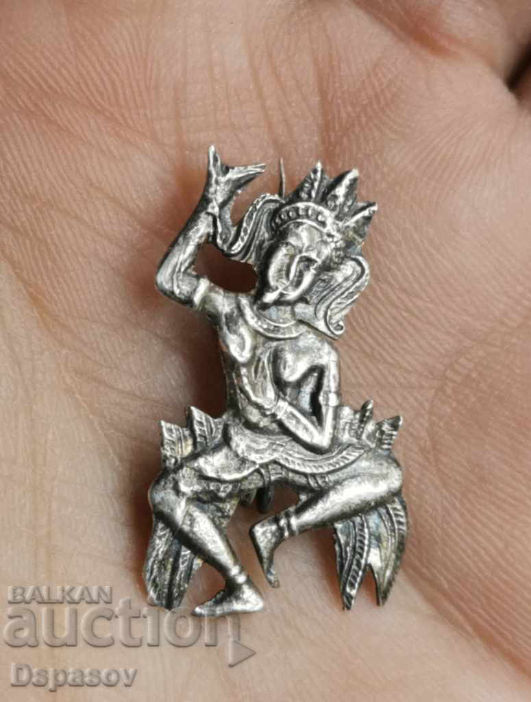 Ancient Silver Brooch Indian Goddess Goddess