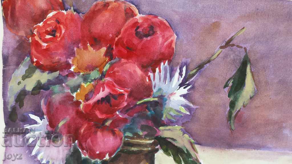 PAINTING VASE WITH FLOWERS 84 (STILL LIFE WATERCOLOR) ANNA KOMSIEVA with price € 200.00 | 391.17 BGN PAINTING VASE WITH FLOWERS 84 (STILL LIFE WATERCOLOR) ANNA KOMSIEVA with price € 200.00 | 391.17 BGN