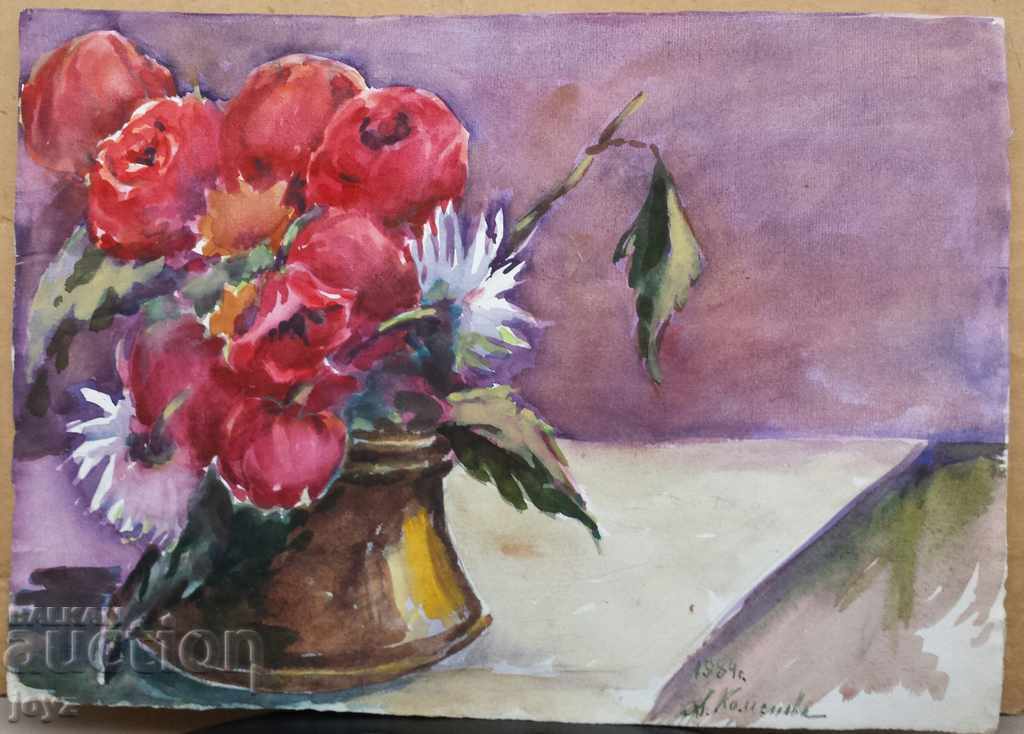 PAINTING VASE WITH FLOWERS 84 (STILL LIFE WATERCOLOR) ANNA KOMSIEVA - 5 PAINTING VASE WITH FLOWERS 84 (STILL LIFE WATERCOLOR) ANNA KOMSIEVA - 5
