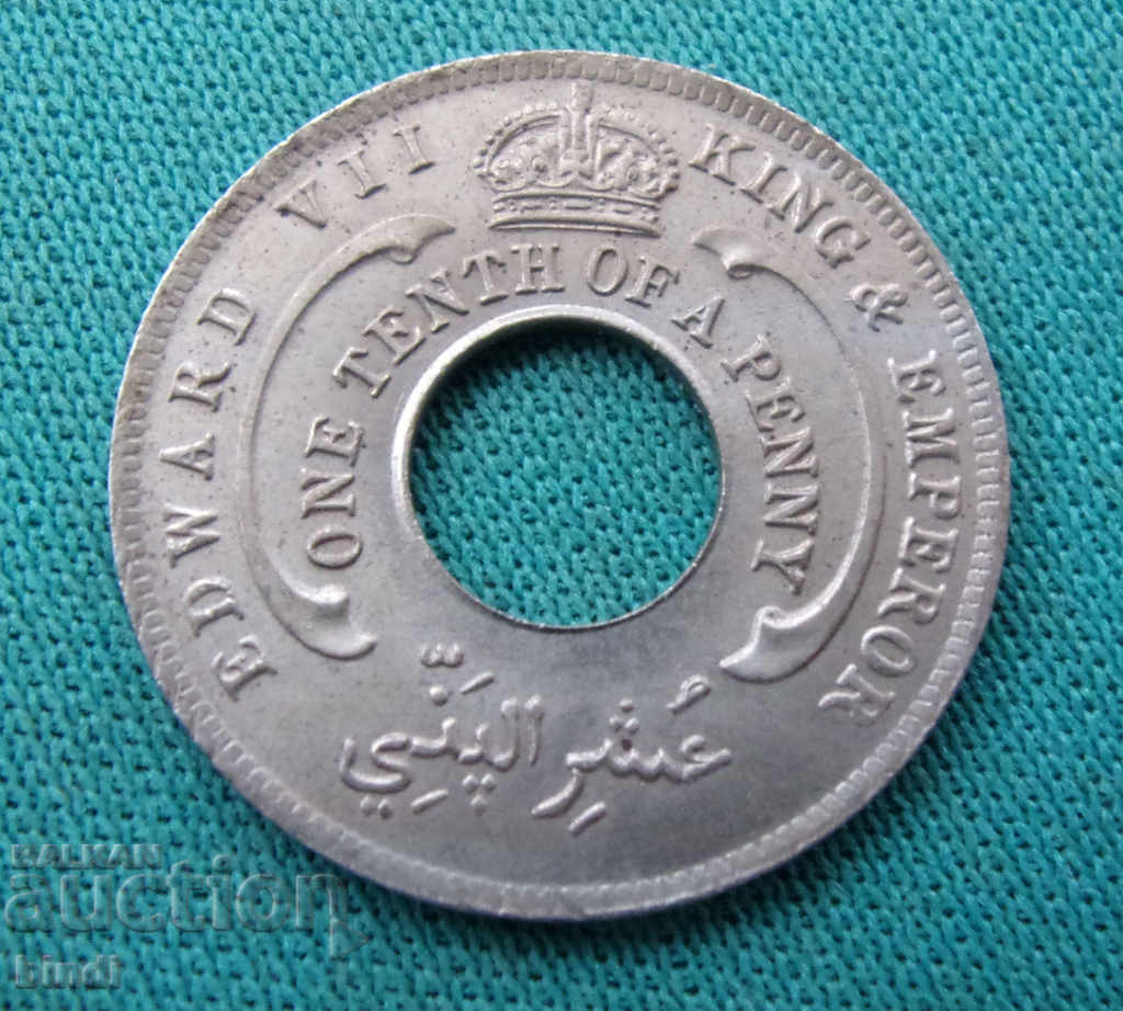 Africa de Vest Britanică 1/10 Penny 1908 UNC Rare