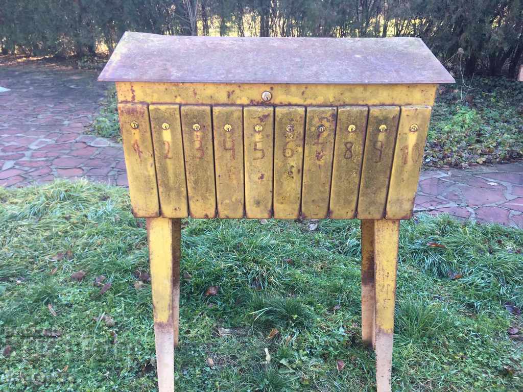 OLD RURAL GROUP MAILBOX TIN ANTIQUE OLD RURAL GROUP MAILBOX TIN ANTIQUE
