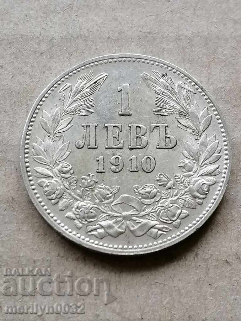 Monedă 1 lev 1910 Regatul Bulgariei argint