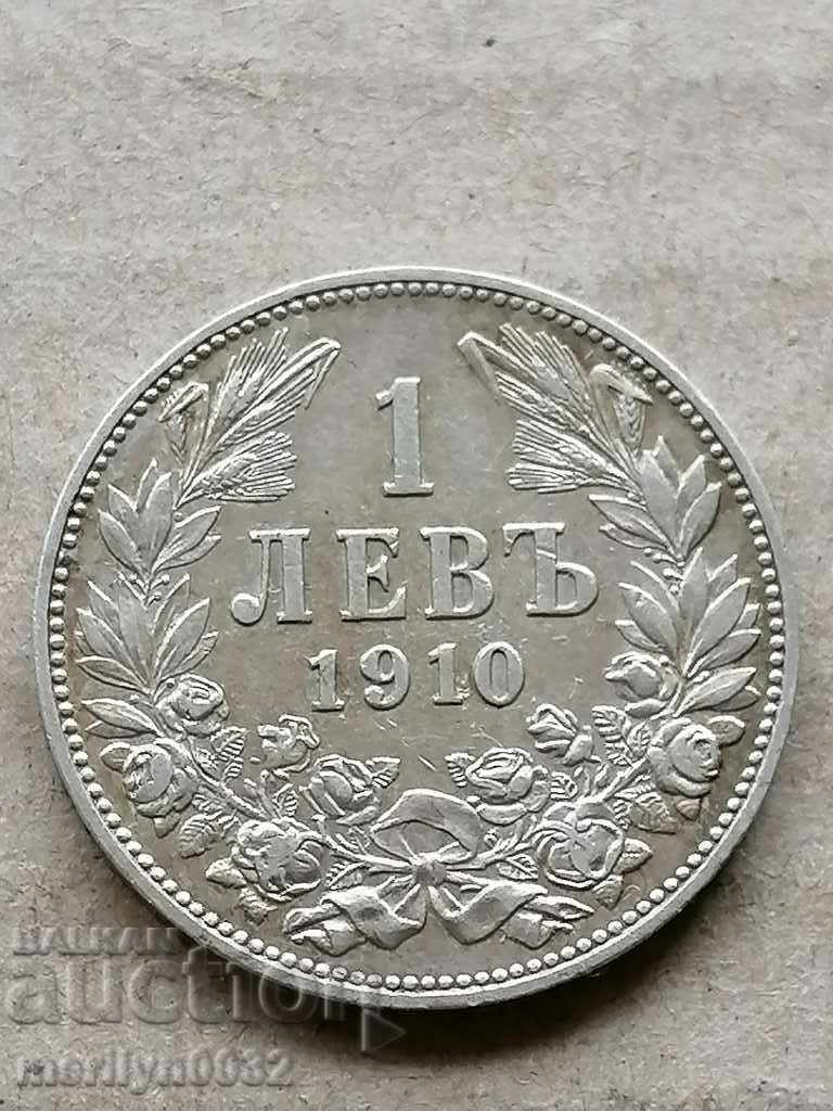 Монета 1 лев 1910 год Царство България сребро Монета 1 лев 1910 год Царство България сребро