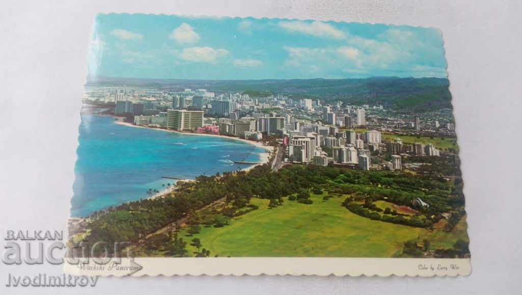 P K Island of Oahu Hawaii Πανοραμική θέα στην παραλία Waikiki