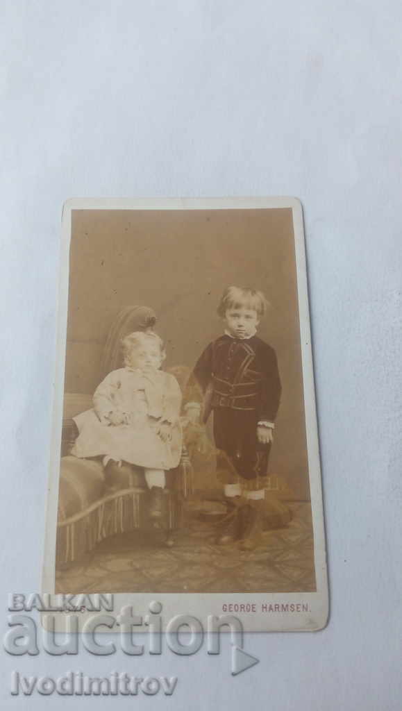 Photo Brother and sister 1876 Cardboard