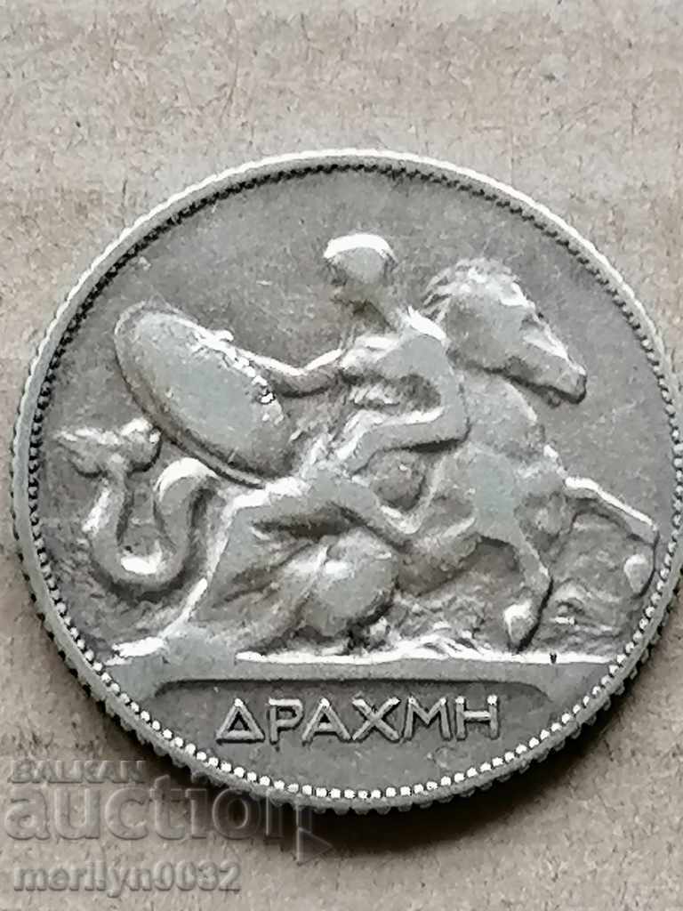 Монета 1 драхма 1910 год Кралство Гърция сребро
