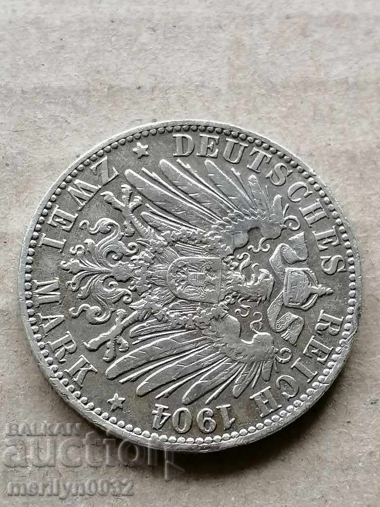 Coin 2 marks 1904 Germany Hamburg silver - 6 Coin 2 marks 1904 Germany Hamburg silver - 6