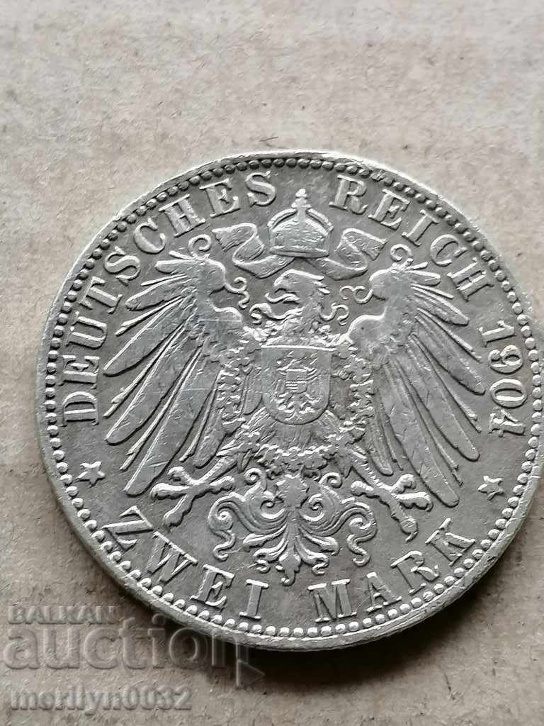 Coin 2 marks 1904 Germany Hamburg silver Coin 2 marks 1904 Germany Hamburg silver