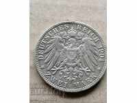 Монета 2 марки 1904 Германия Хамбург сребро