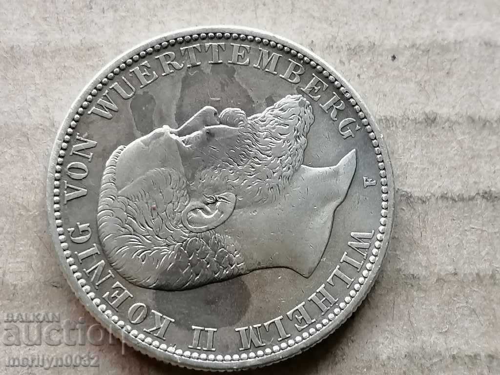 Coin 2 marks 1904 Germany Württemberg silver - 5 Coin 2 marks 1904 Germany Württemberg silver - 5