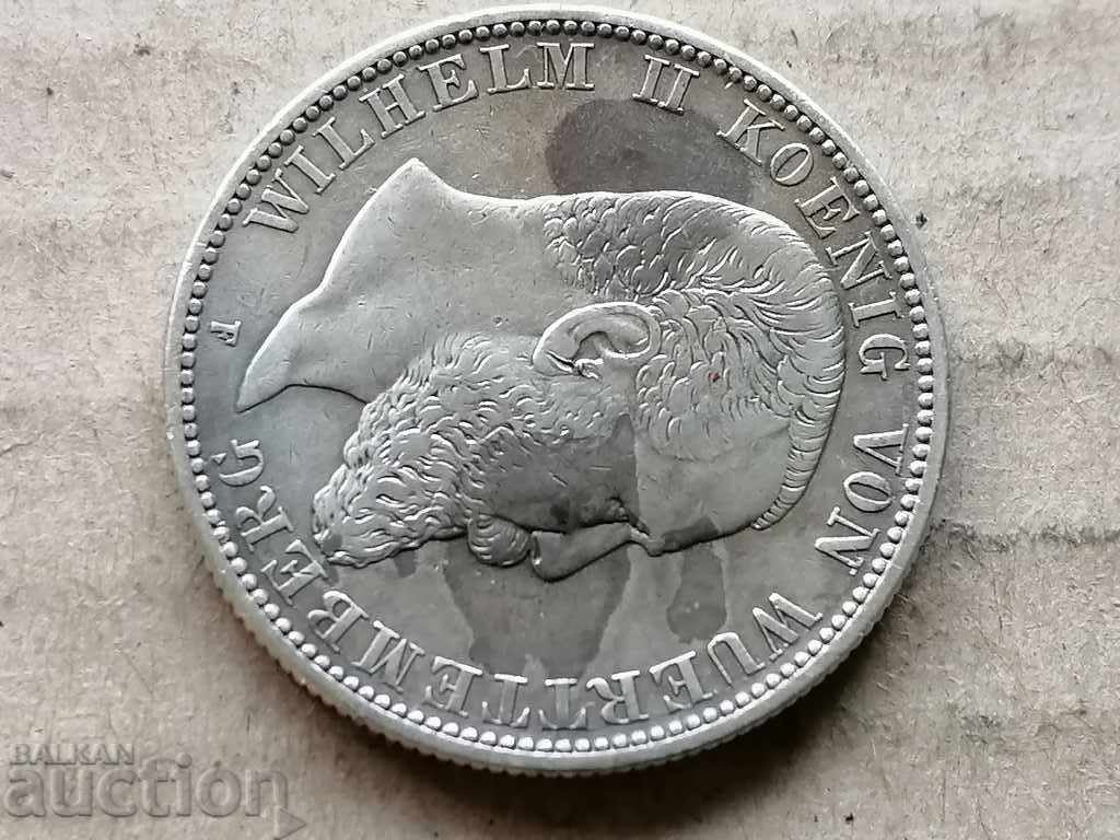 Coin 2 marks 1904 Germany Württemberg silver - 6 Coin 2 marks 1904 Germany Württemberg silver - 6