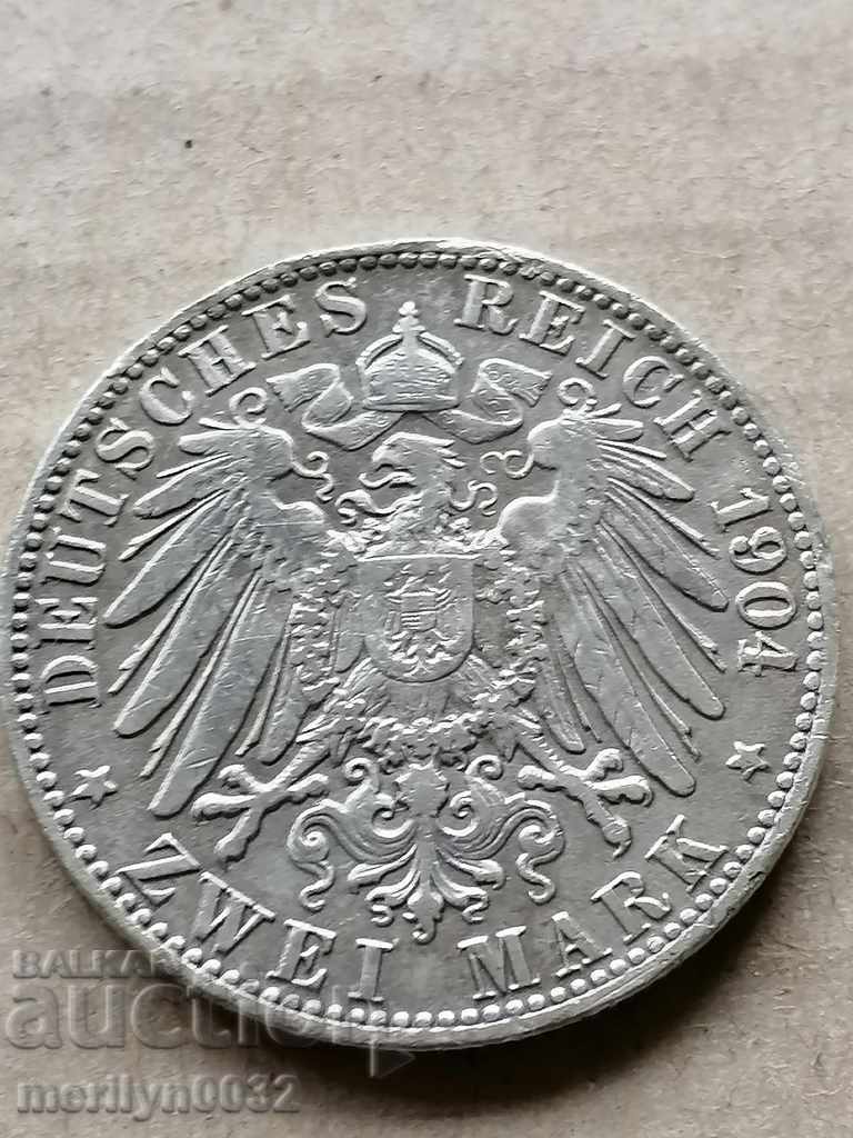 Coin 2 marks 1904 Germany Württemberg silver Coin 2 marks 1904 Germany Württemberg silver